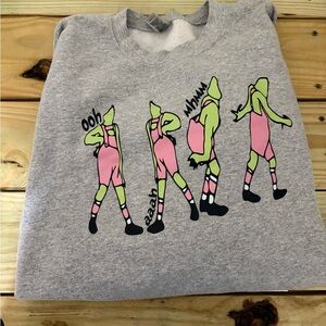 Grey Graphic Sweatshirt with Pink Grinch